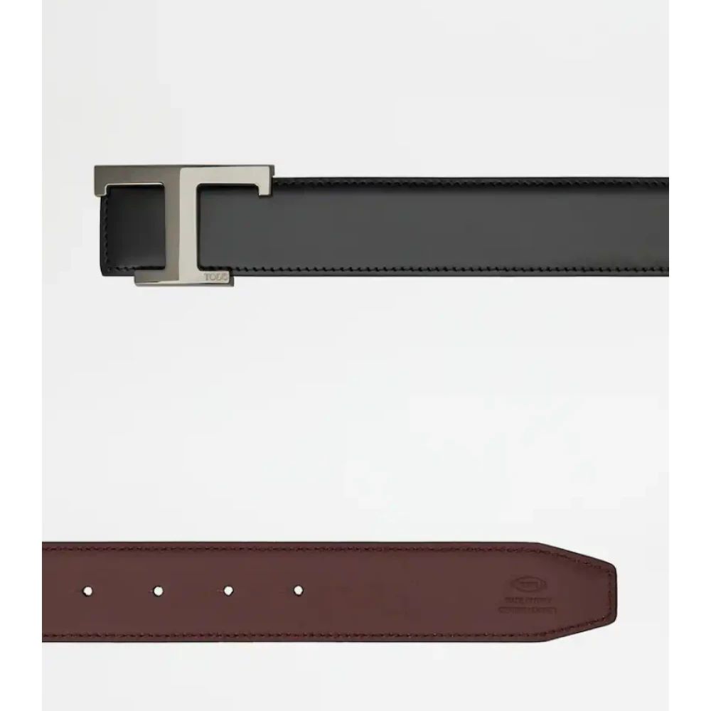 TOD'S Tijdloze T Omkeerbare Leren Riem Black Heren