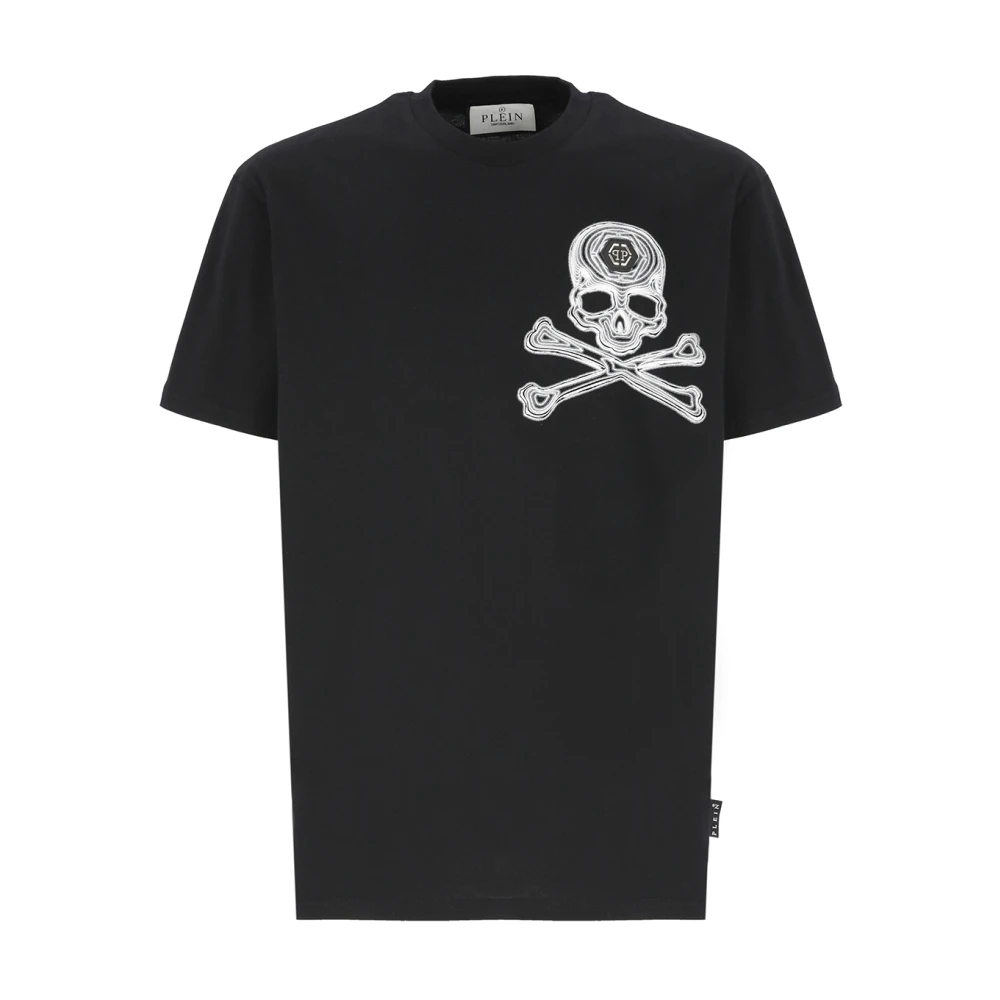 Philipp Plein Zwarte katoenen T-shirt met contrasterend logo Black Heren
