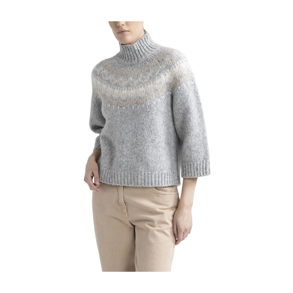 PESERICO Alpaca en wol jacquard coltrui Gray Dames