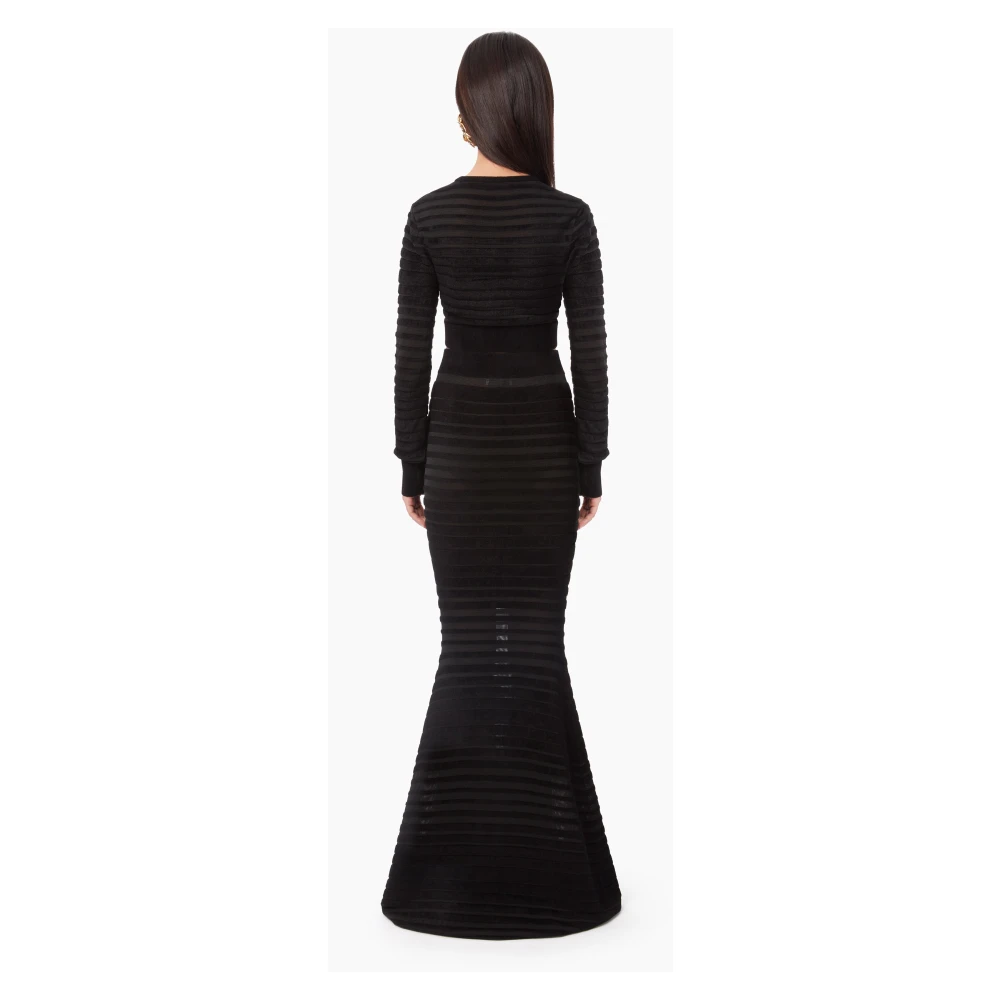 Nina Ricci Zwart Tonal Gestreepte Cropped Top Black Dames