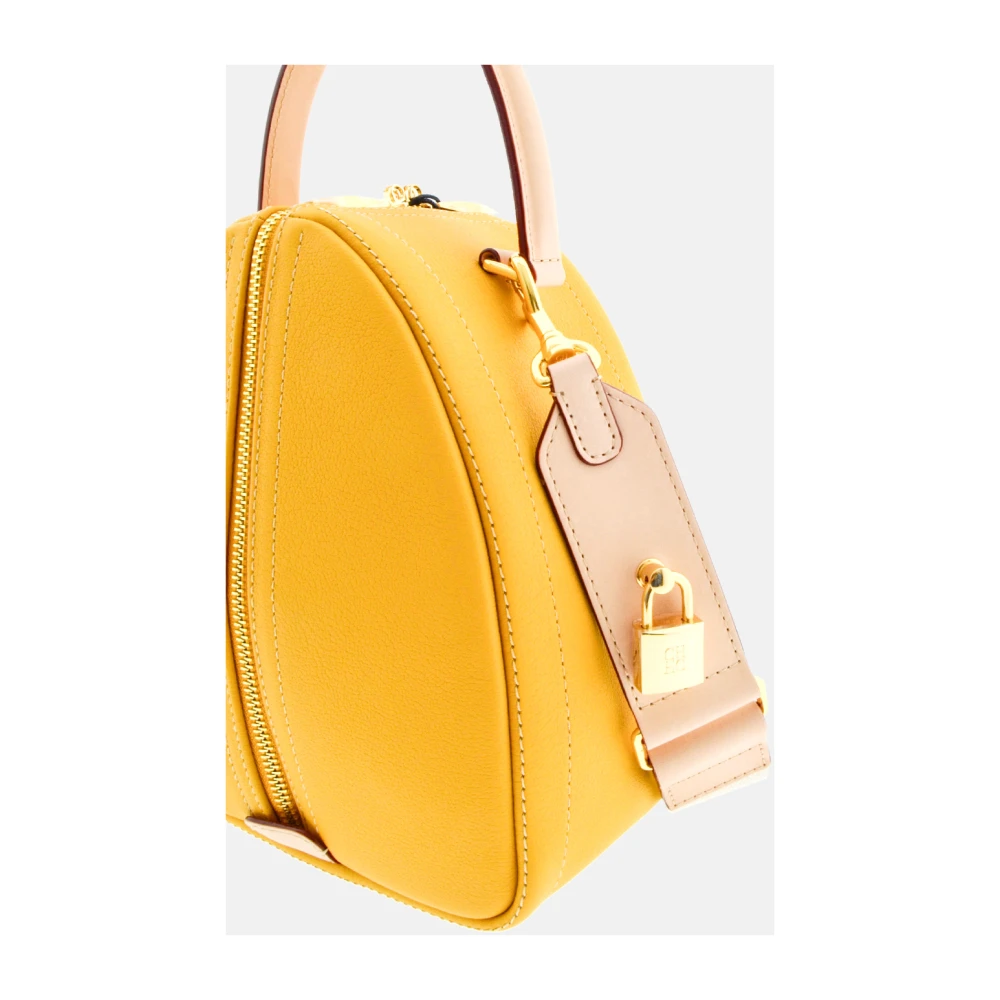 Carolina Herrera Vergrendelde Mimosa Leren Tas Yellow Dames