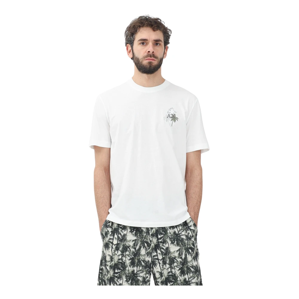 Armani Exchange Minimalistische Tropische T-shirt Beige Heren