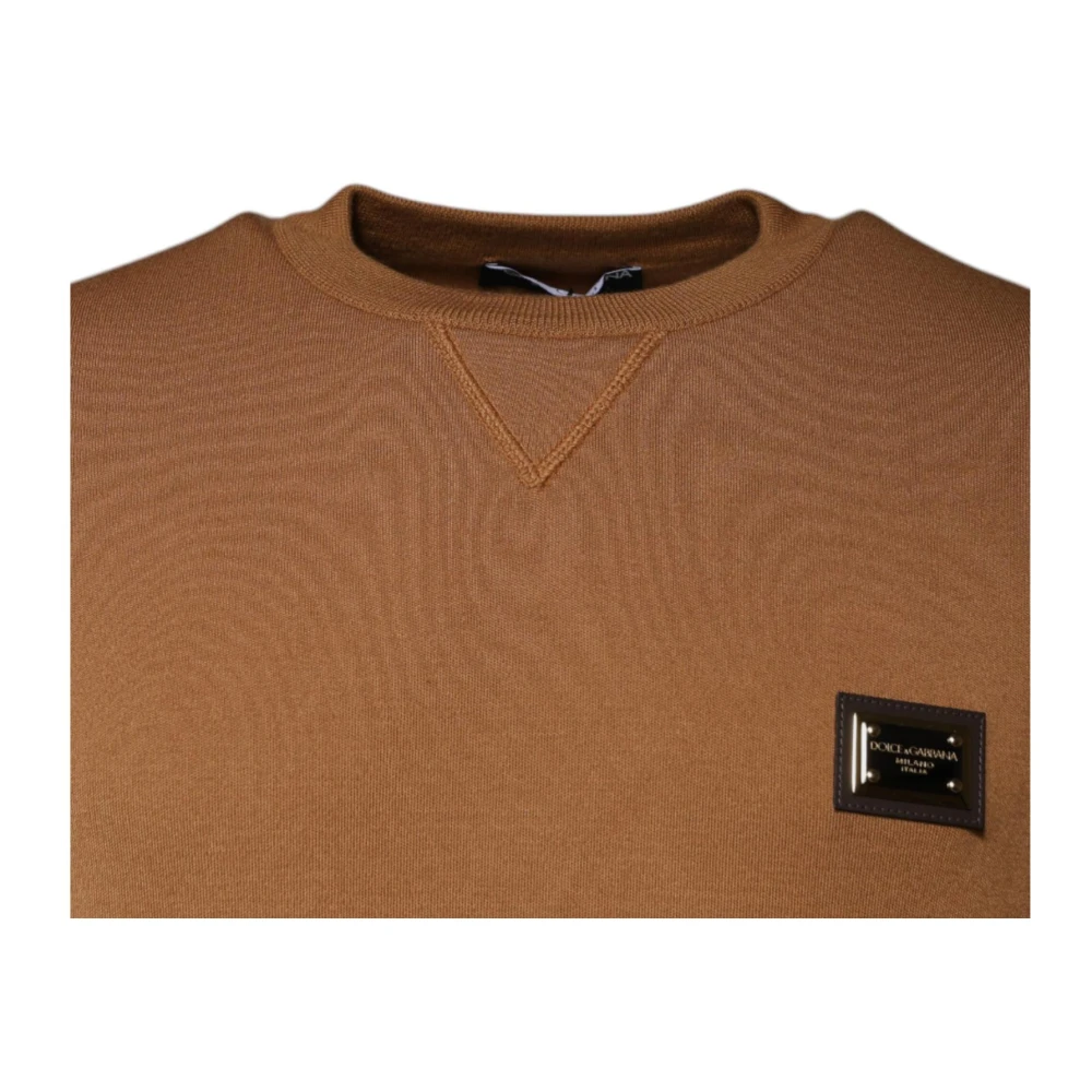 Dolce & Gabbana Bruine Cashmere Logotrui Brown Heren