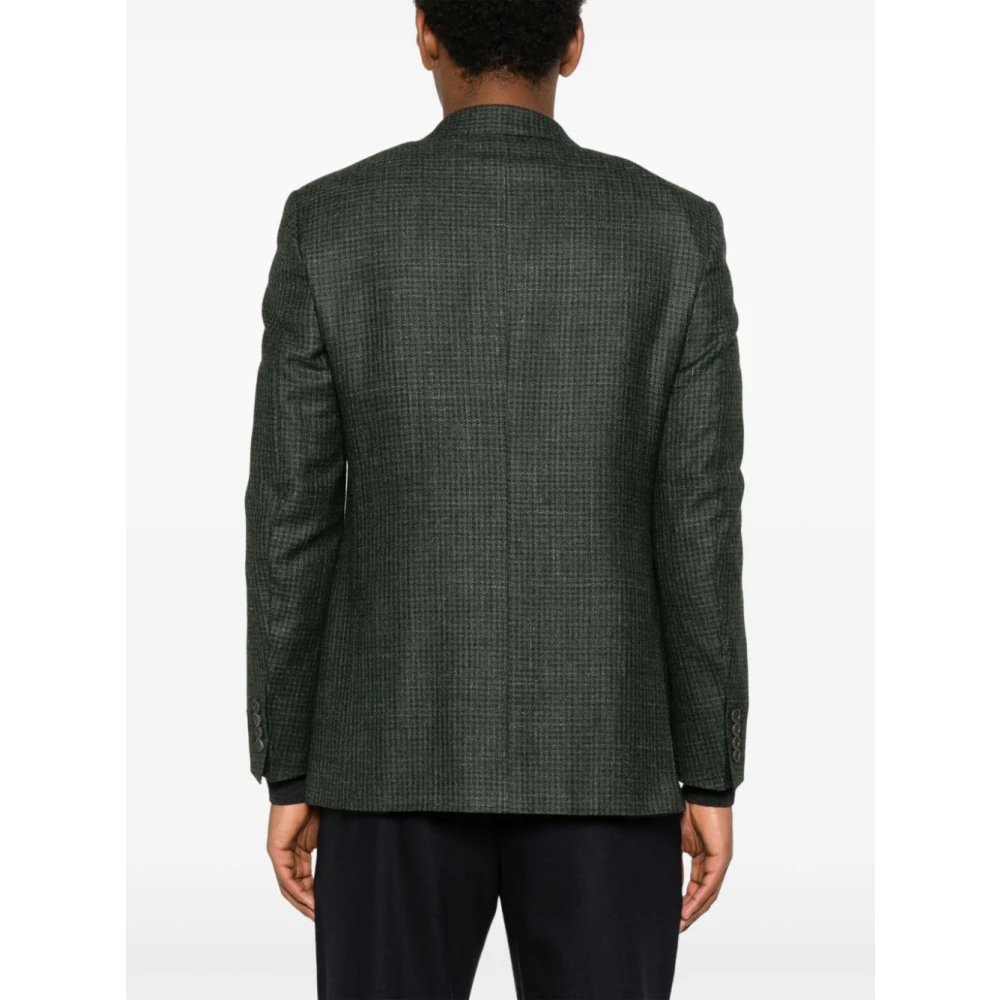 Canali Bosgroene Geruite Blazer Green Heren