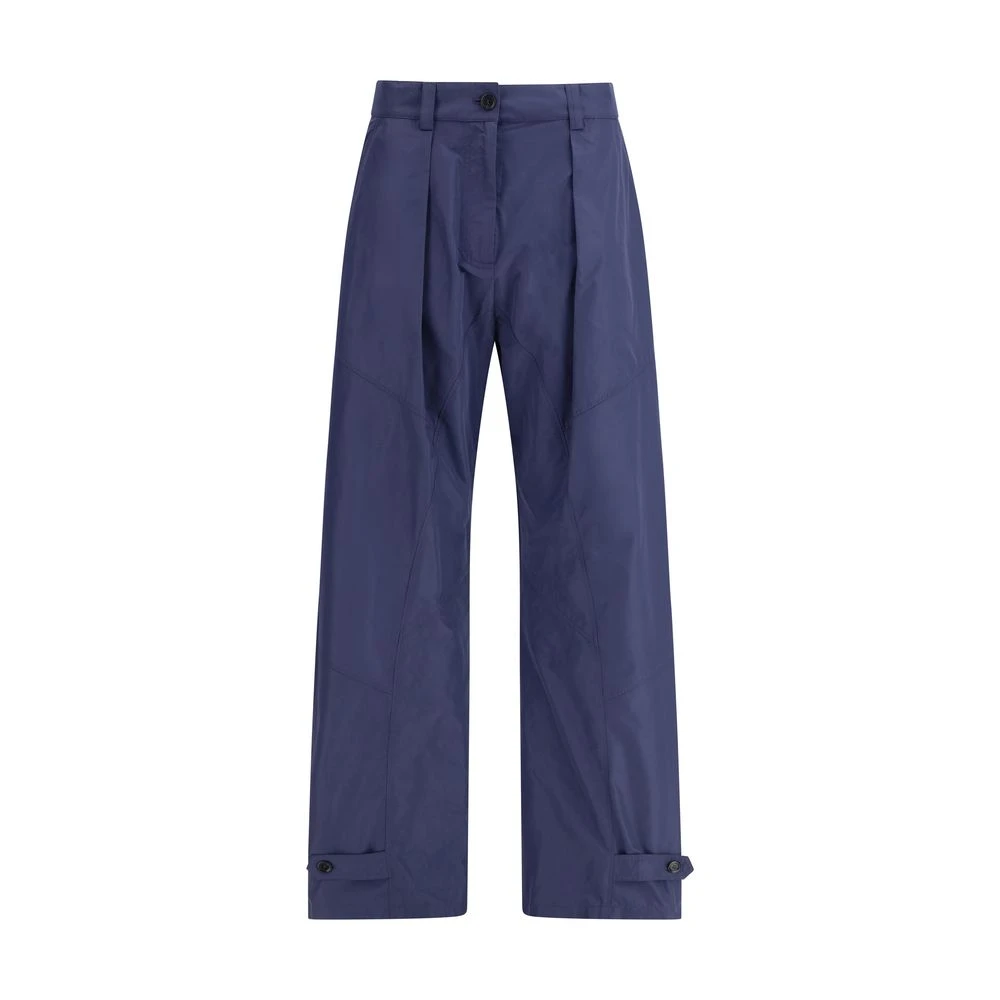 Pinko Women's Blue Wide Trousers, 2XS, Shiny Taffeta Trousers