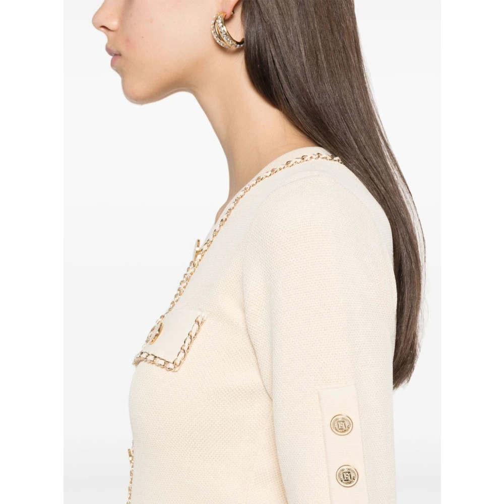 Elisabetta Franchi Crème Honingraatsteek Mini Jurk Beige Dames