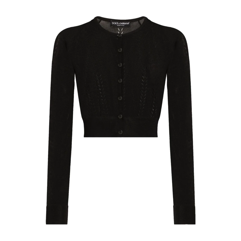 Dolce & Gabbana Women's Black Cropped Cardigan Jumpers - Cardigans - Xl - Knitwear