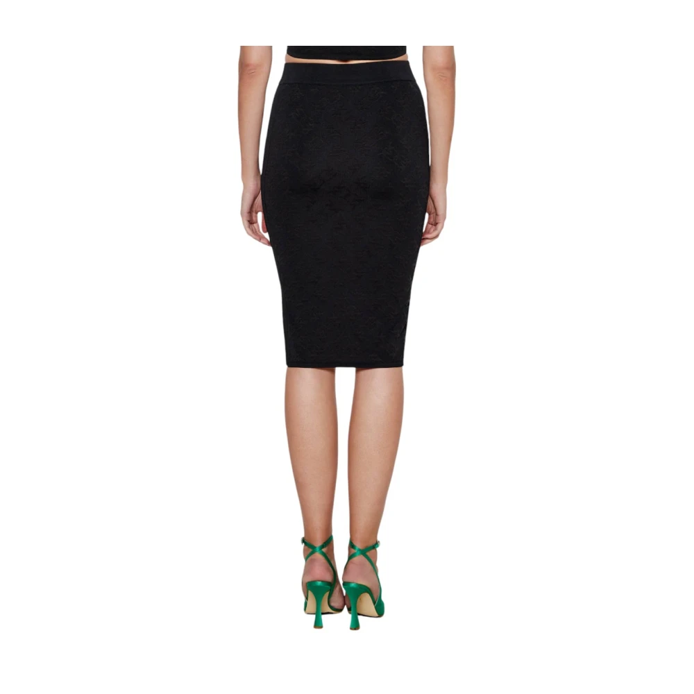 pinko Love Birds Logo Zwarte Midi Rok Black Dames