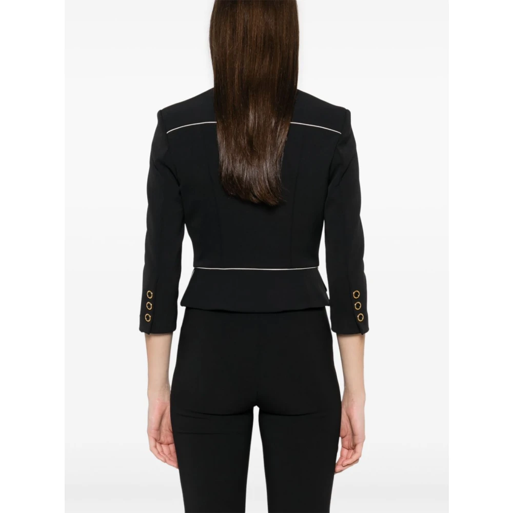 Elisabetta Franchi Zwarte Knoopjasje met Schoudervullingen Black Dames