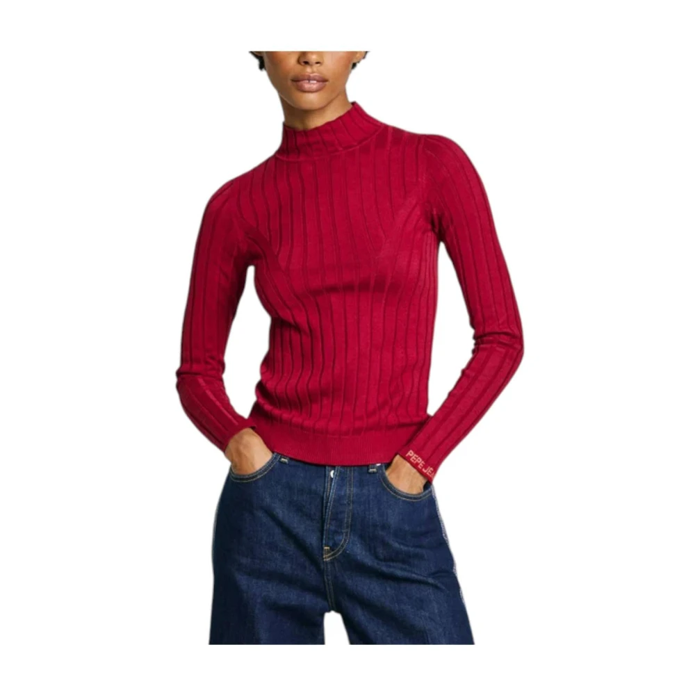 Pepe Jeans Elegant Turtleneck Jersey Red Dames