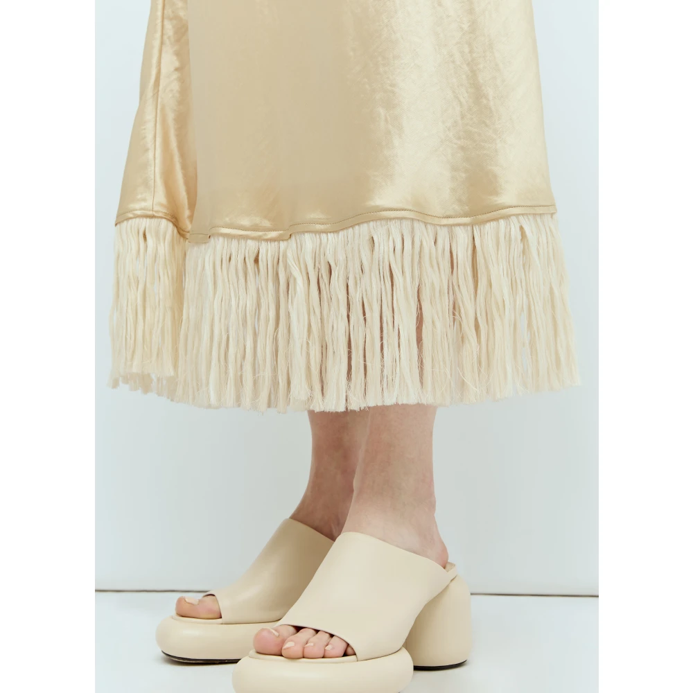 Song for the Mute Satin Fringe Tank Jurk Beige Dames
