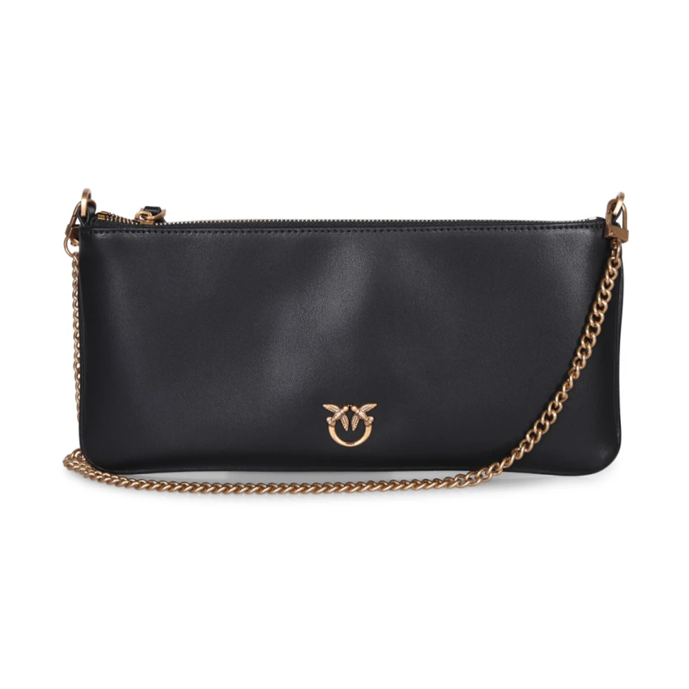 pinko Elegante Zwarte Zijden Schoudertas Black Dames