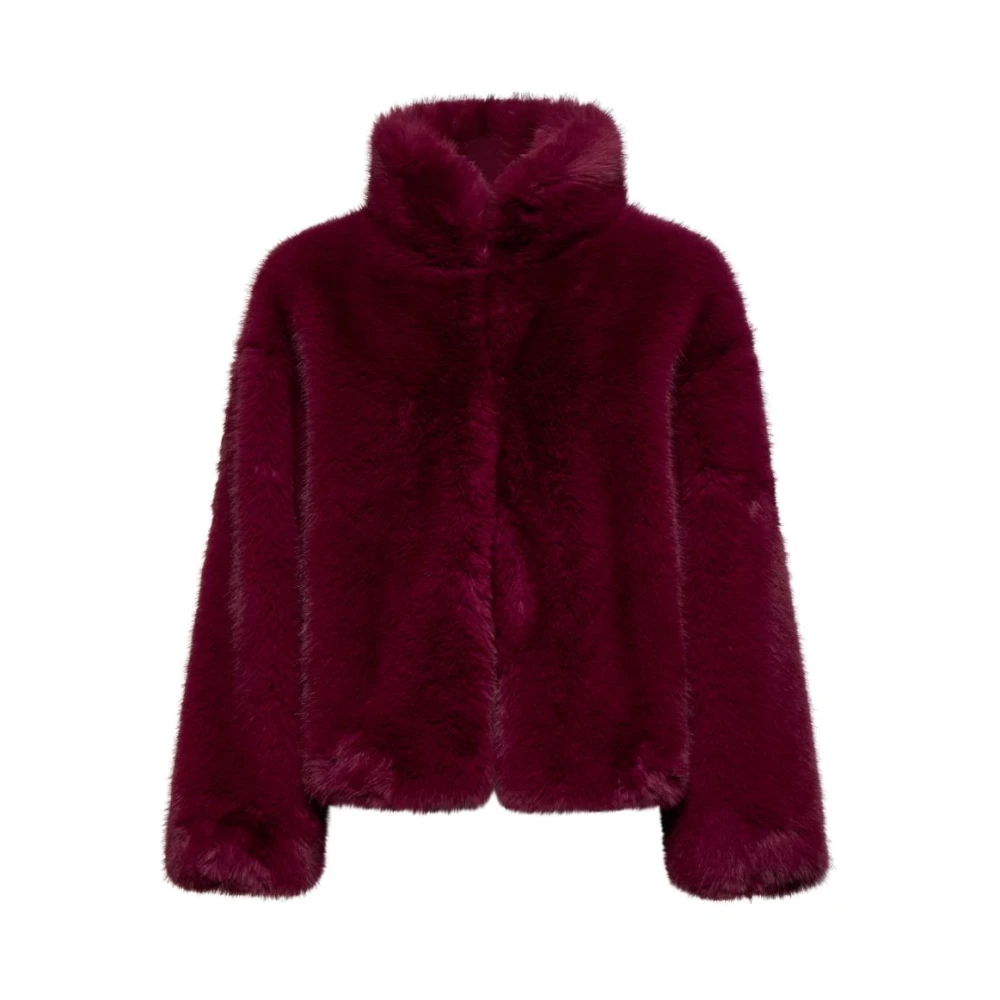 Silvian Heach Vrouw Rood Jassen Dames, 2XS, Polyester, Faux Fur Shearling Jassen