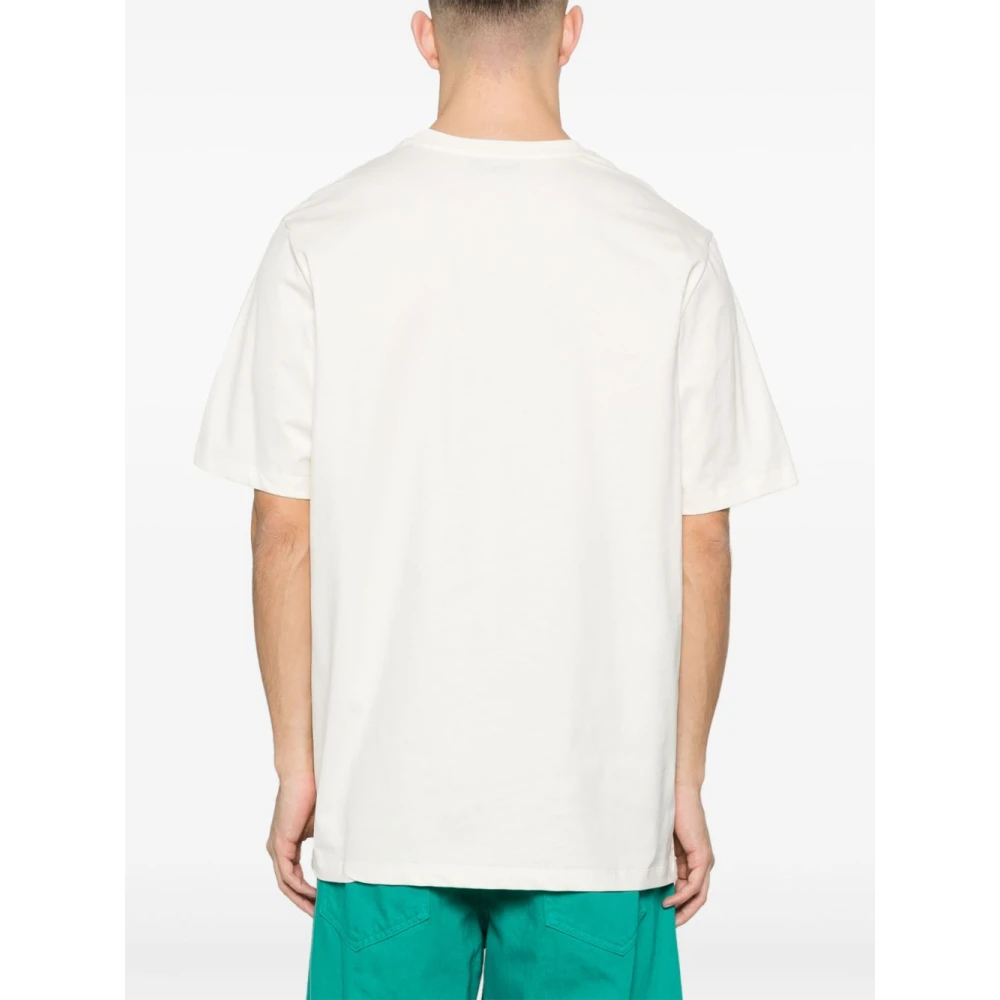 Msgm Heren Logo Print Wit T-shirt White Heren