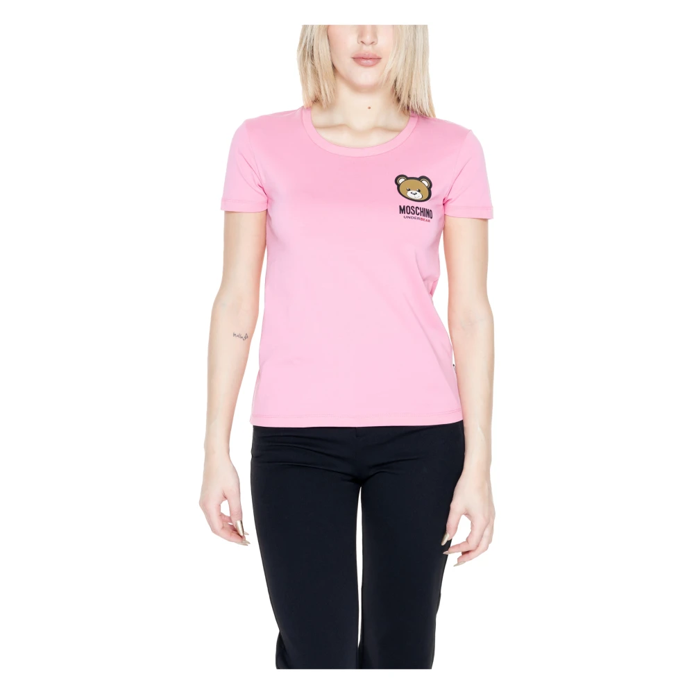 Moschino Roze bedrukt dames T-shirt met korte mouwen Pink Dames