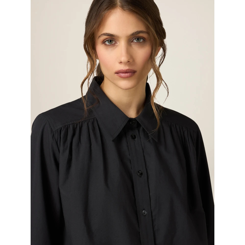 Oltre Oversized Shirt met Broderie Black Dames