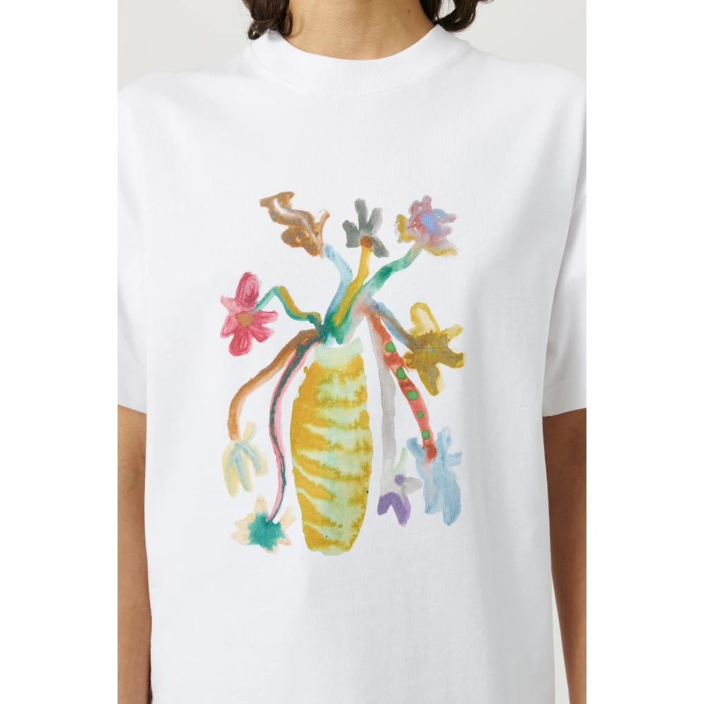 Soulland Biologisch Katoen Bloemen T-shirt White Unisex
