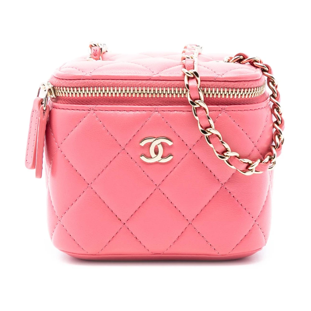 Chanel Vintage Women's Pink Vintage Cross Body Bags, One Size, Pre-Owned Quilted Box Bag