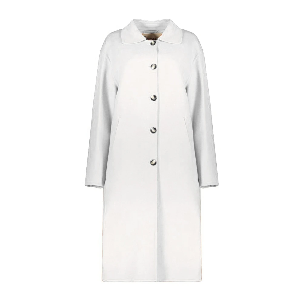 Herno Women's White Wool Coat, Single-Breasted Coats, 2XL, Coats