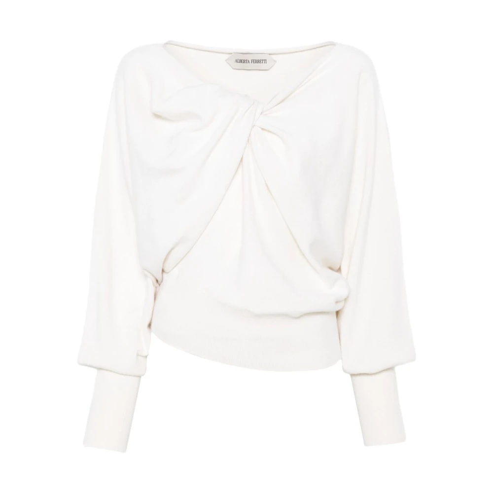 Alberta Ferretti Women's Beige Blouses, M, Twist-Front Jumper
