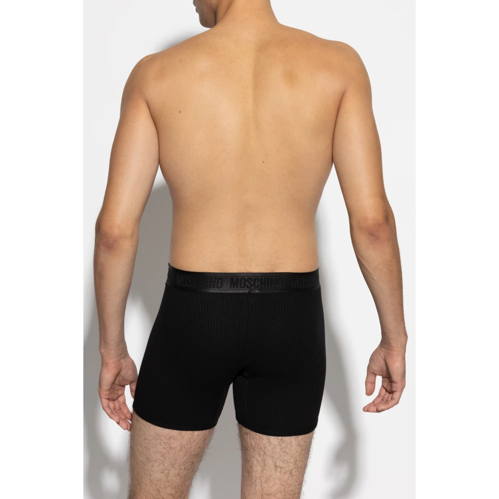Moschino Ribbed Boxers Black Heren