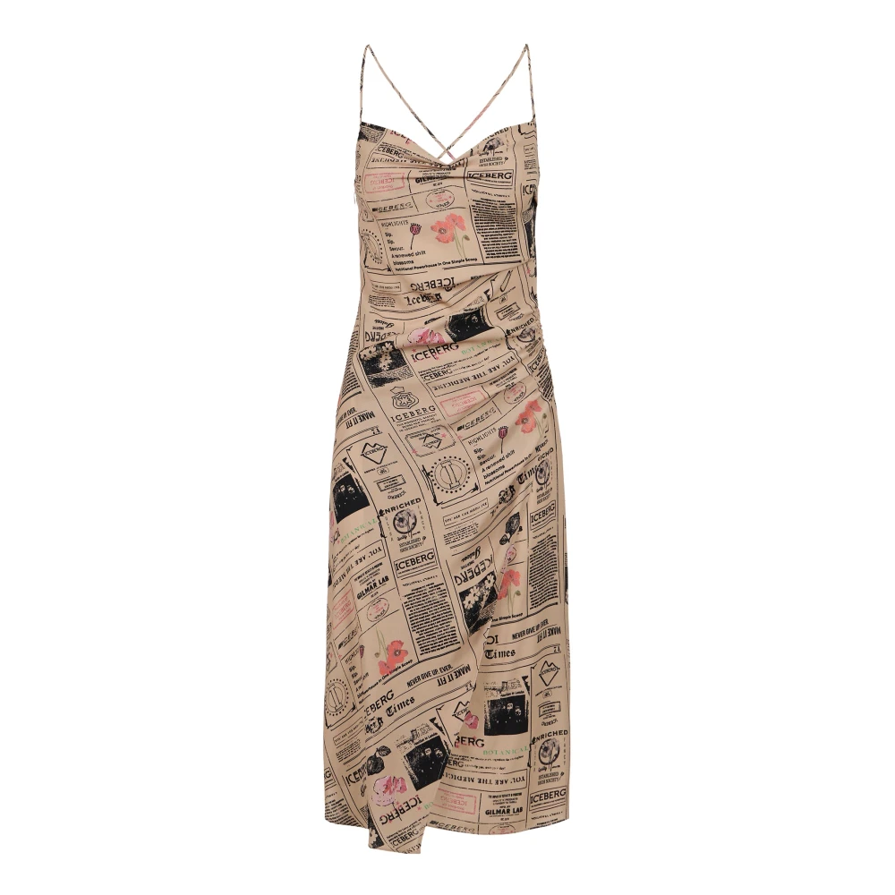 Iceberg Midi-jurk met bandjes van dubbele georgette viscose gecertificeerd RCS Multicolor Dames