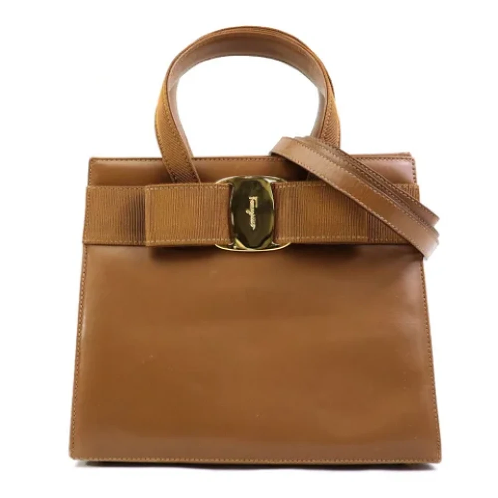 Salvatore Ferragamo Pre-owned Leather handbags Brown Dames