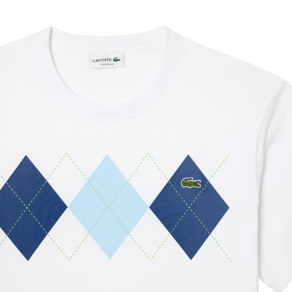 Lacoste Elegante Sportieve Jersey Tee met Diamantpatroon White Heren