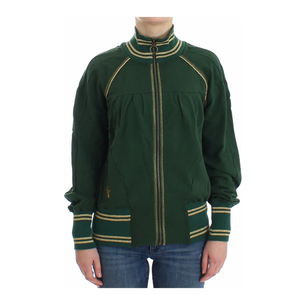 John Galliano Women's Green Mock Zip Cardigan - Cardigans - S - Knitwear
