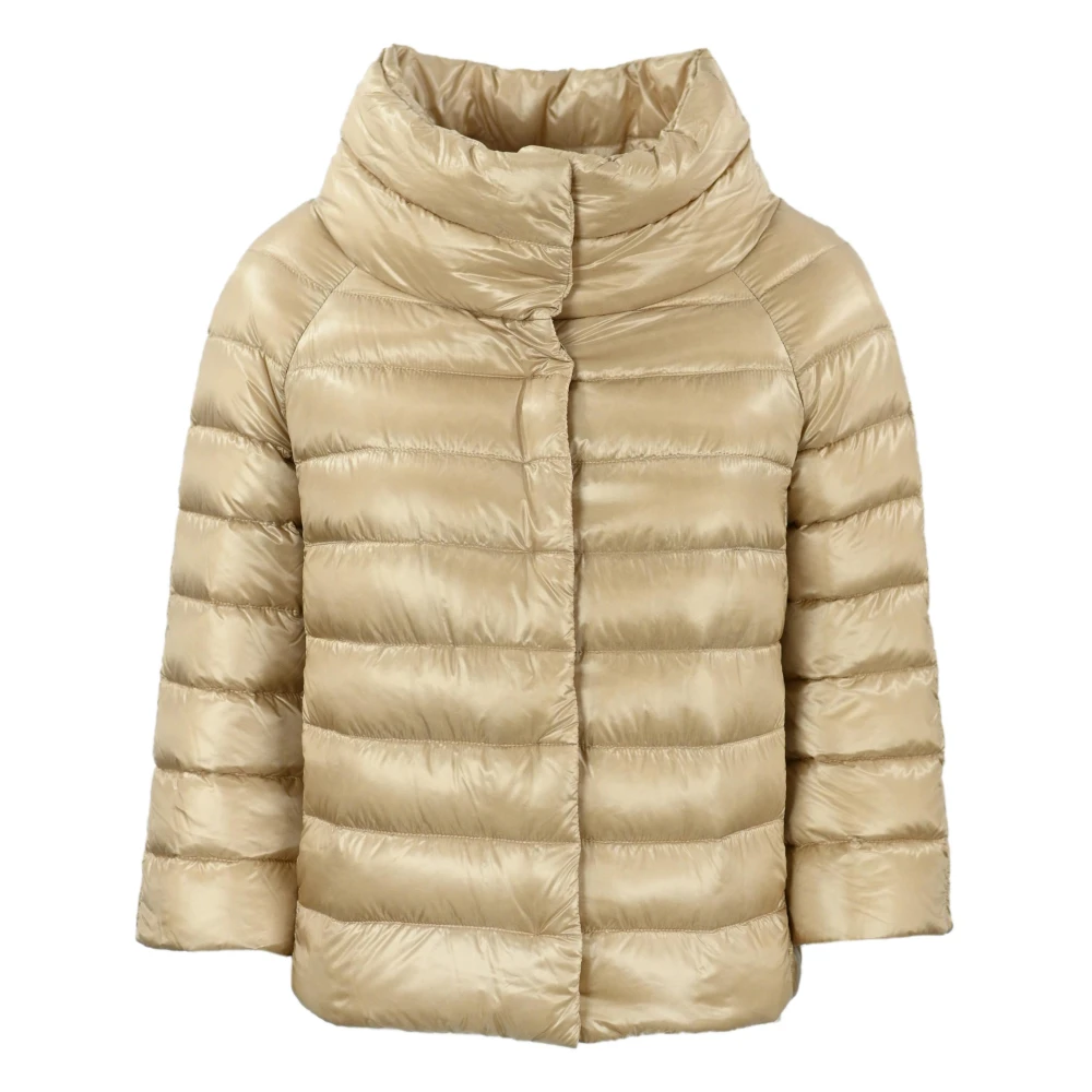 Herno Gewatteerde jack met opstaande kraag in licht zand Beige Dames