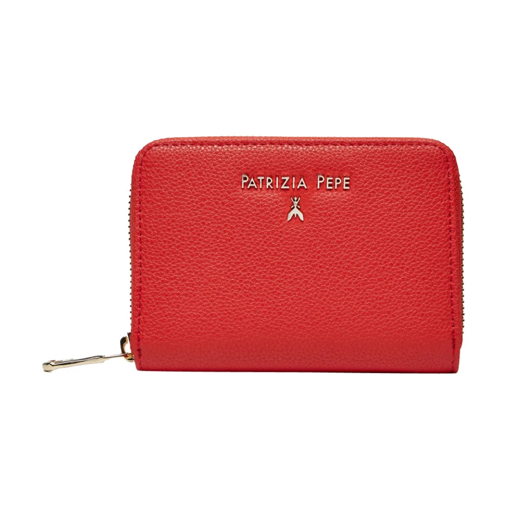 PATRIZIA PEPE Rode leren portemonnee met gouden details Red Dames