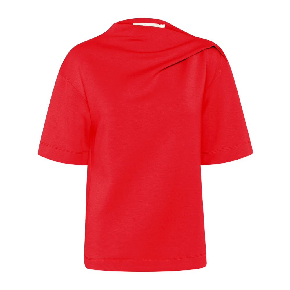 InWear Draped Shoulder T-Shirt Scarlet Red Dames