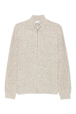 Cardigan med dragkedja i melange-stickning