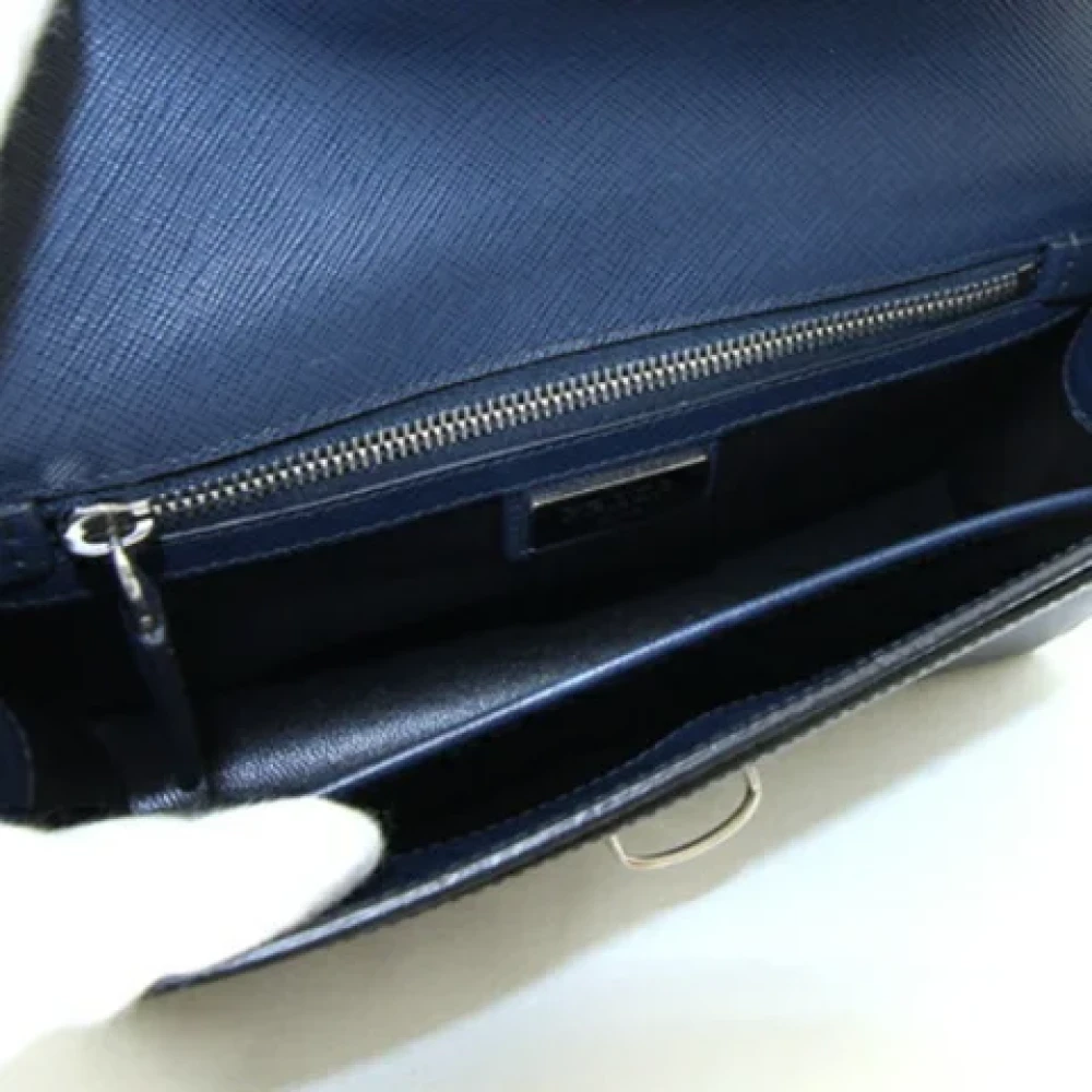 Prada Vintage Pre-owned Leather prada-bags Blue Heren