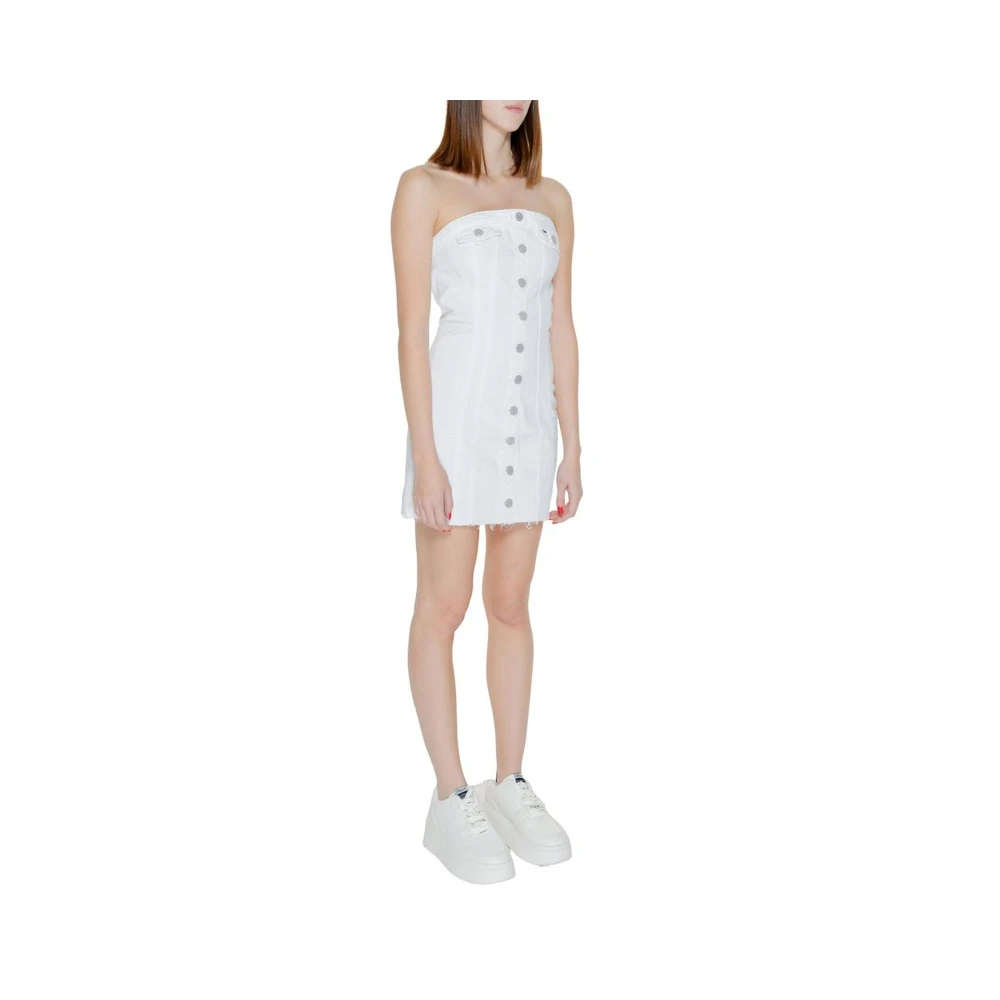Tommy Jeans Korte Katoenmix Jurk Collectie White Dames