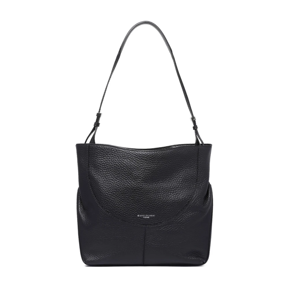Gianni Chiarini Zwarte Leren Maxi Tas met Klep Black Dames