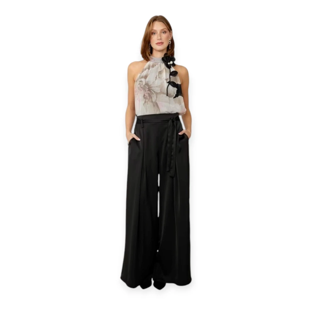 Frank Lyman Satin Jumpsuit Black Dames