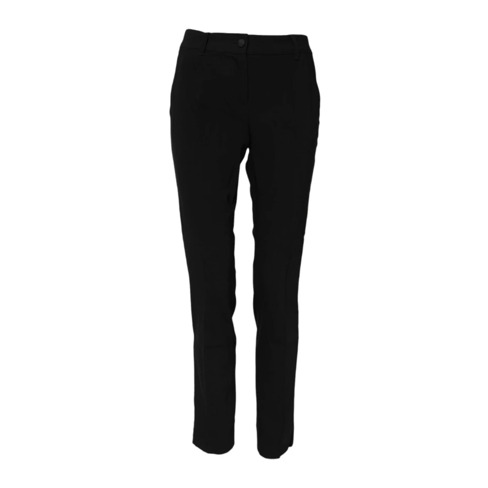 Dolce & Gabbana Women's Black Slim-Fit Trousers, 2XS, Luxury Wool Tapered Dress Trousers