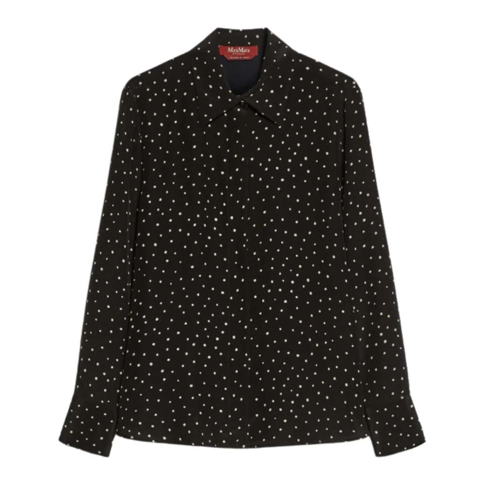 Max Mara Studio Gedrukte zijden overhemd klassieke stijl Black Dames