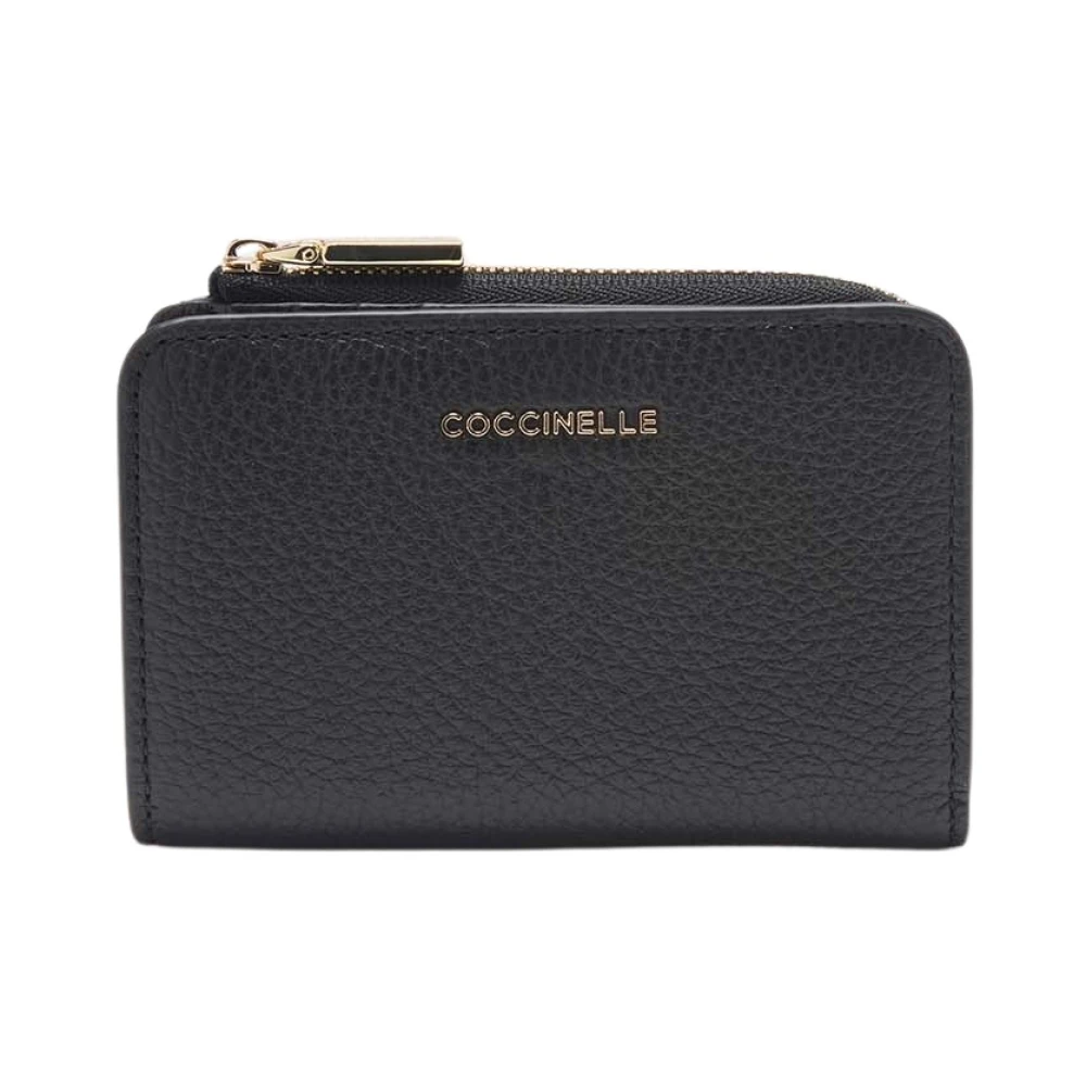 Coccinelle Zwarte leren portemonnee met rits Black Dames