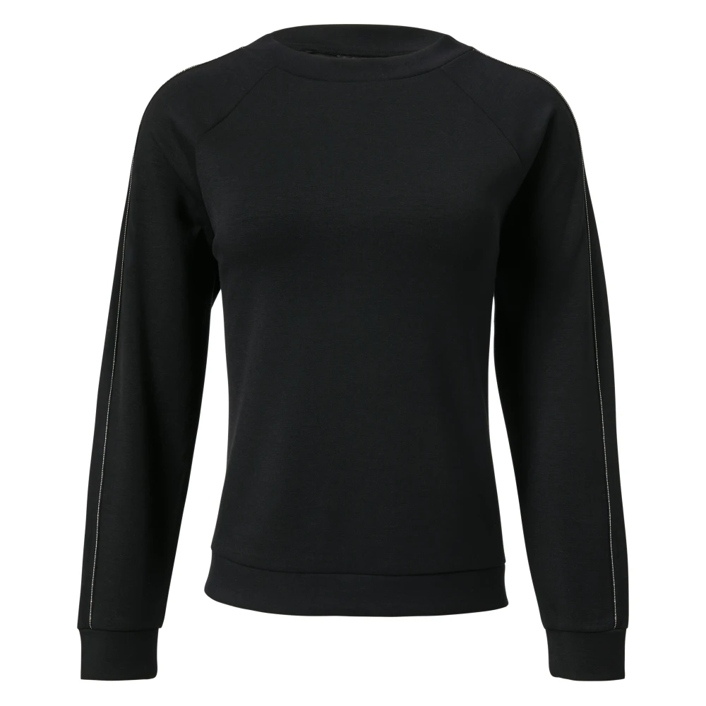 Comma Jersey Sweatshirt met Decoratieve Stenen Black Dames
