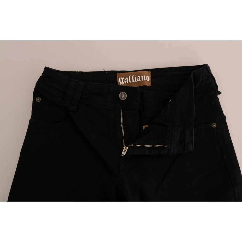 John Galliano Chique Zwarte Regular Fit Denim Jeans Black Dames