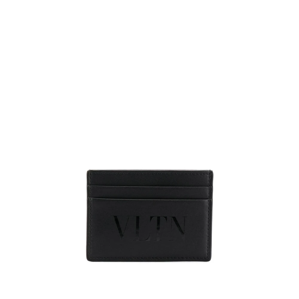 Valentino Garavani Zwarte Leren Portemonnee met Logoprint Black Heren