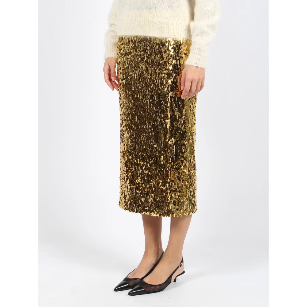 Nude Pailletten Tule Midi Rok Yellow Dames