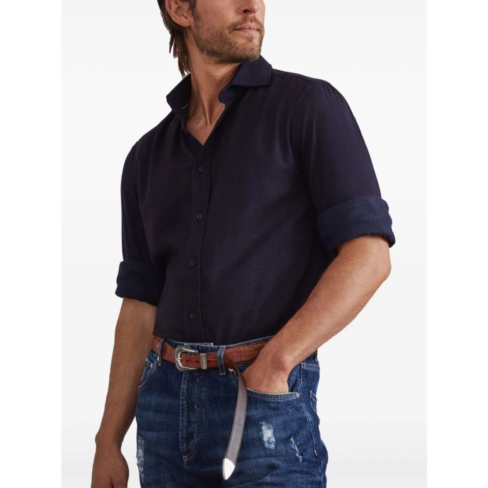 BRUNELLO CUCINELLI Blauwe Herenshirts Blue Heren