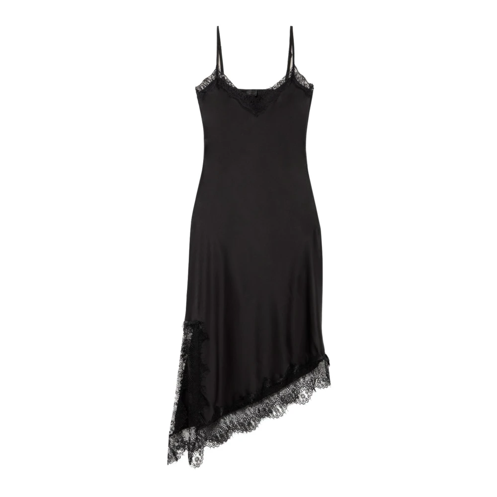 Oltre Kvinno Svart Klänningar Dam, M, Polyester, Satin Och Spets Underklänning