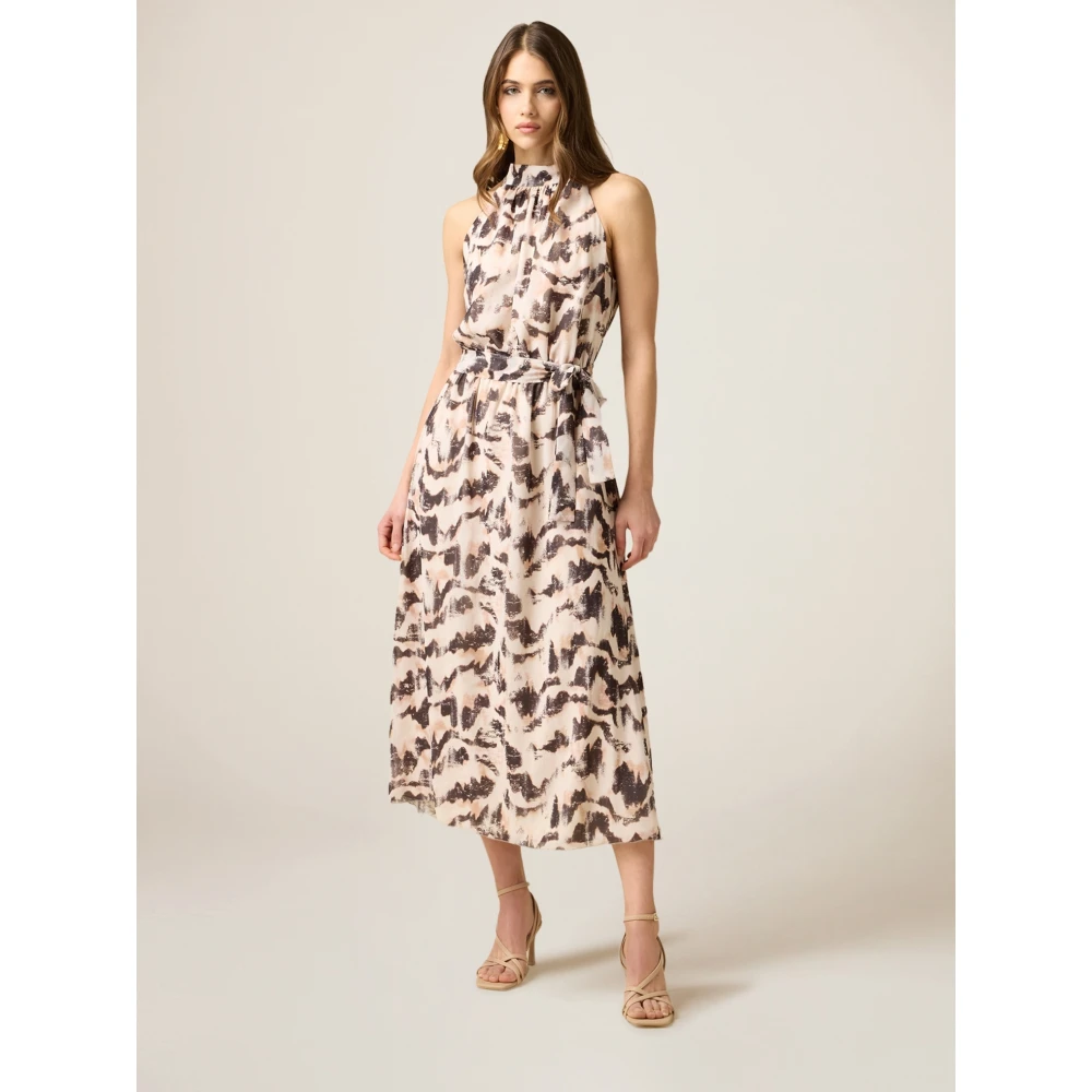 Oltre Maxi Jurk met Gemarmerd Patroon Multicolor Dames