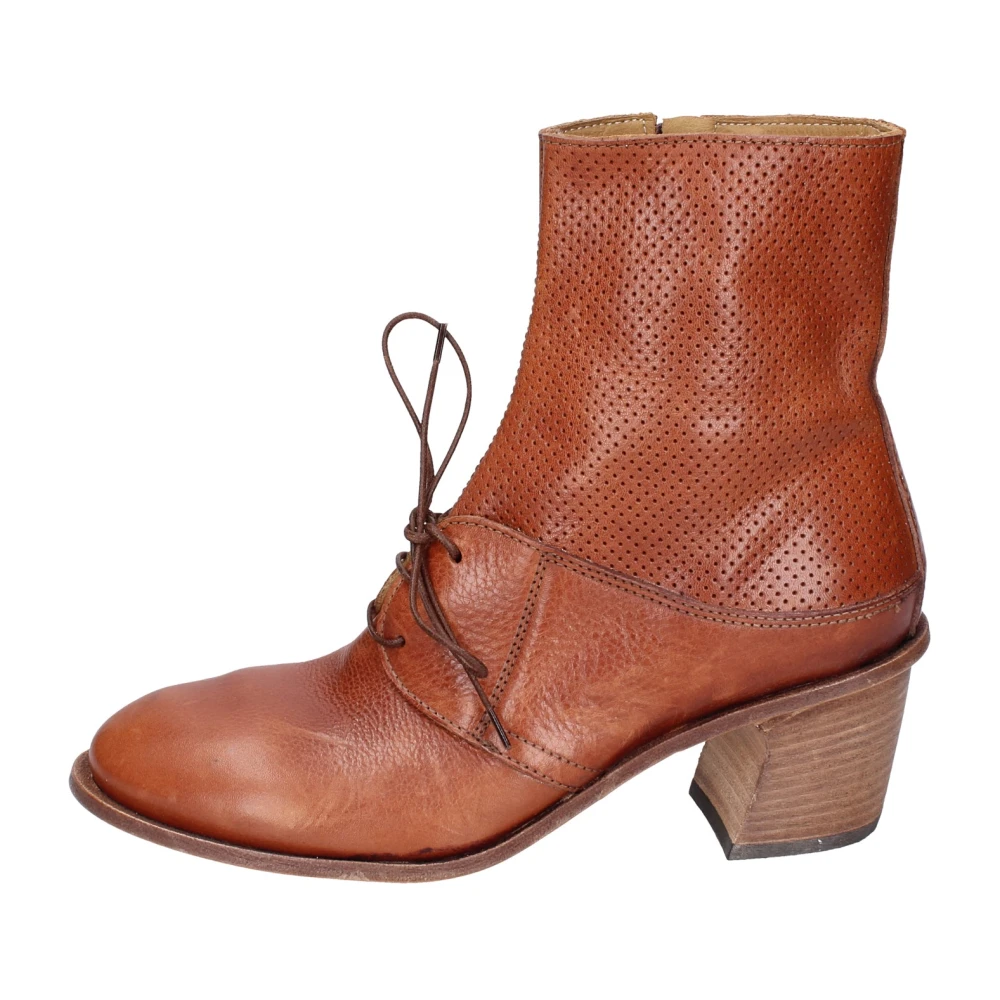 Moma Women's Brown Vintage Leather Ankle Boots