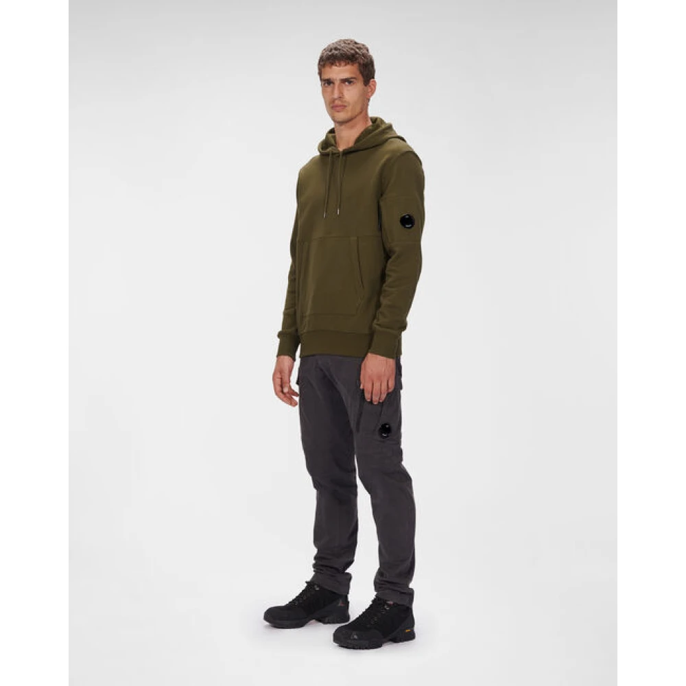 C.P. Company Diagonal Fleece Pullover Hoodie Green Heren