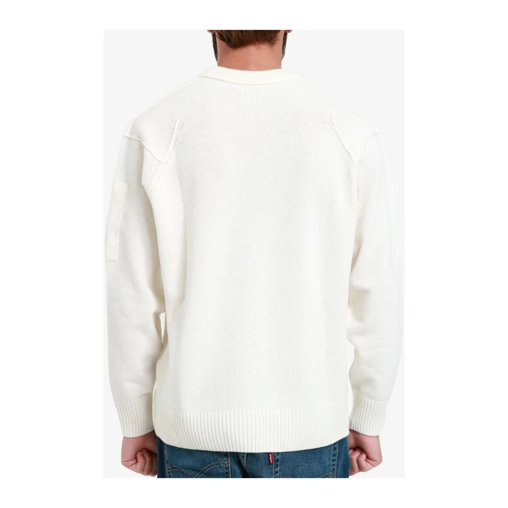 C.P. Company Witte Lamswol Crew Neck Sweater White Heren